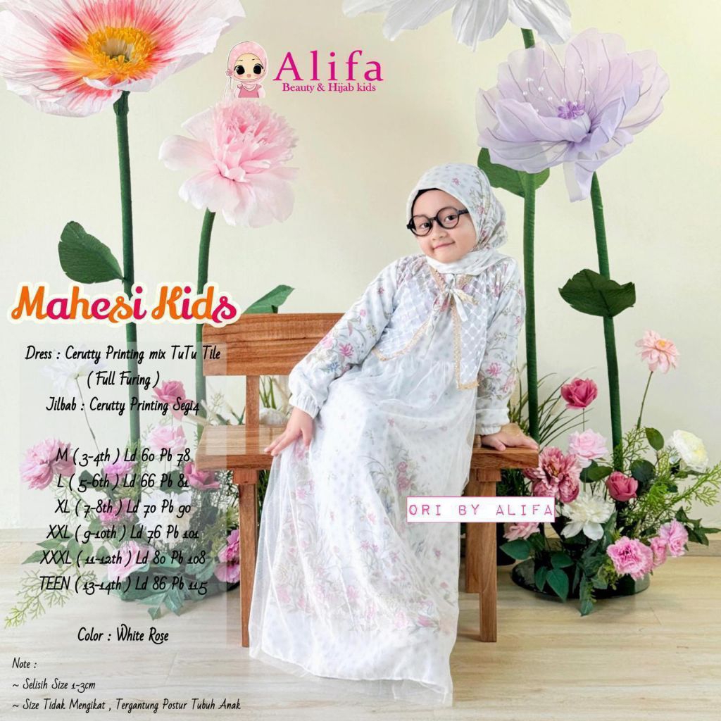 [ Alifa hijab kids fashion ] Mahesi dress muslim anak perempuan free hijab by Alifa