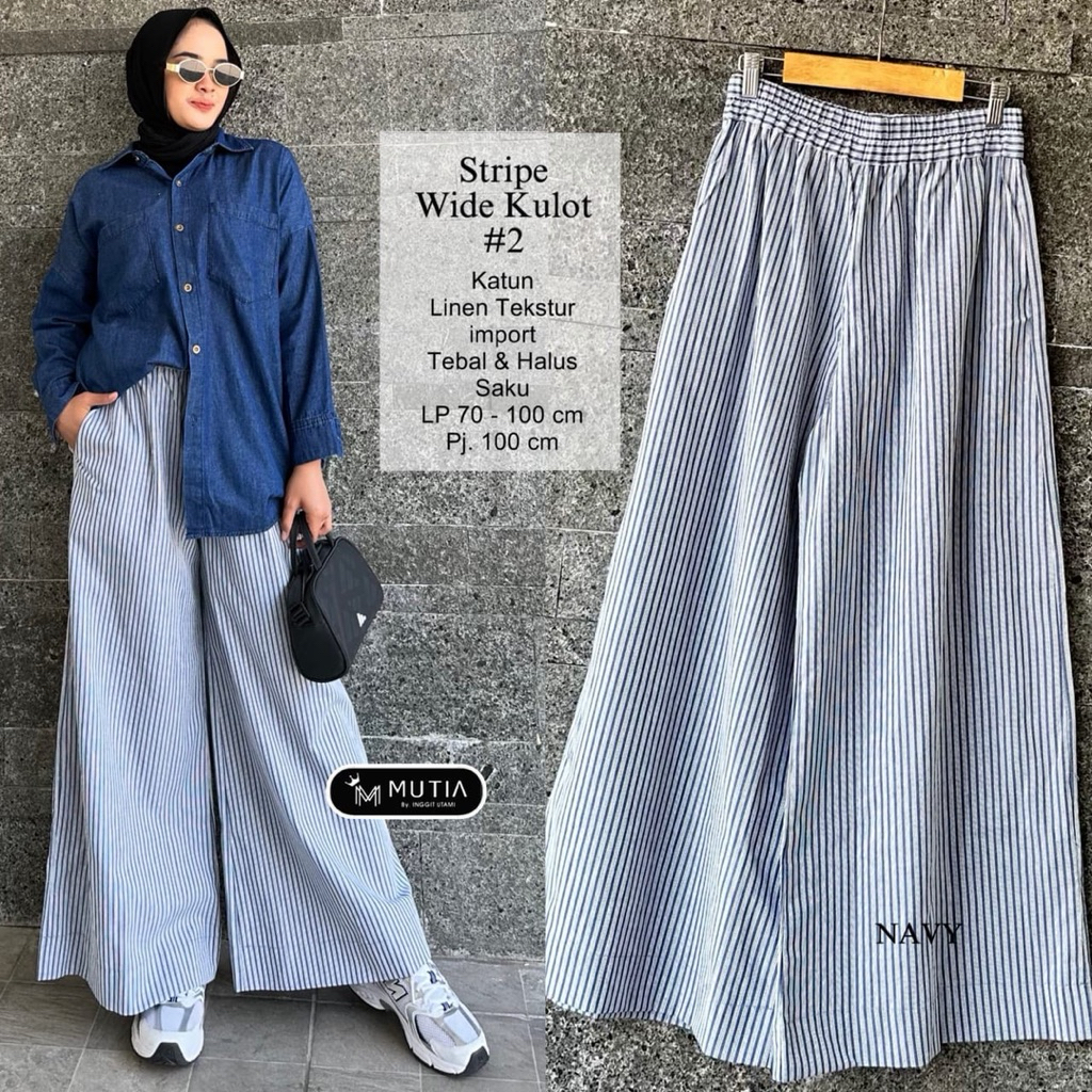 Stripe Wide Kulot Jumbo Bigsize by Mutia