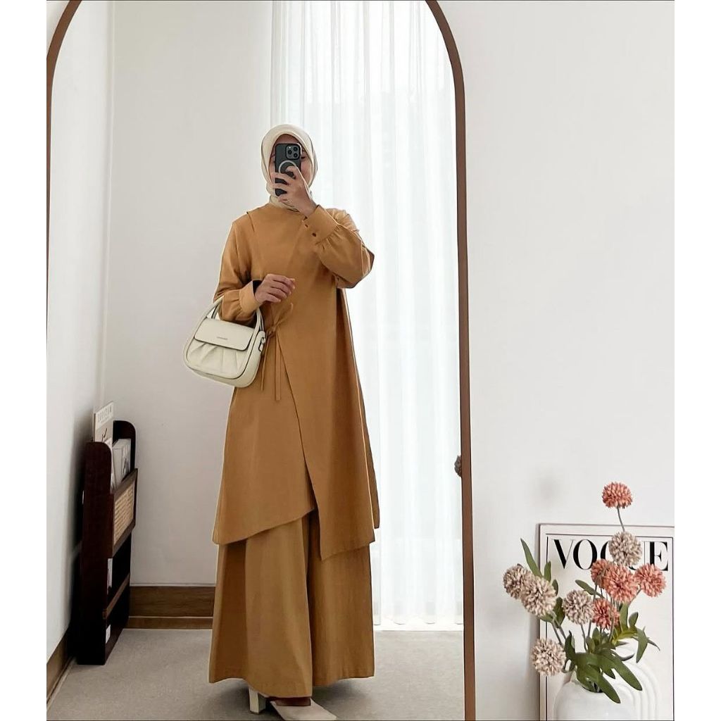 Kiukiu Samira One Set - Setelan Celana Tunik Liner Premium - One Set Setcel Polos Wanita - Set Casua