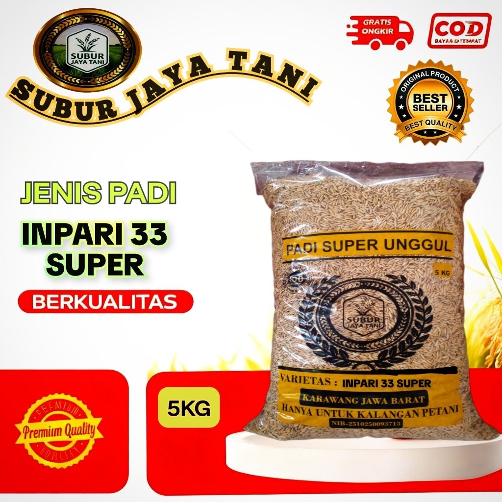 Benih Padi INPARI 33 SUPER Bibit padi unggul kualitas premium (5kg)