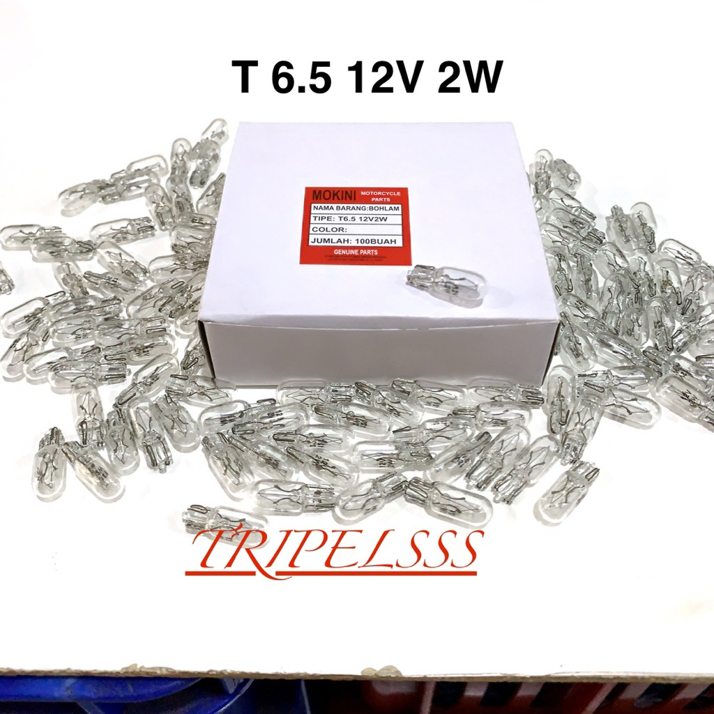 Bohlam lampu top gear speedometer T6.5 12V 2W bohlam tusuk colok speedometer kecil universal motor