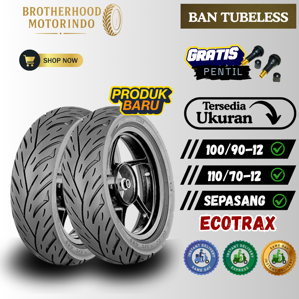 (PAKET SEPASANG) BAN IRC ECOTRAX TUBELESS (100/90-12 / 110/70-12) BAN IRC / BAN RING 12 / BAN TUBLES