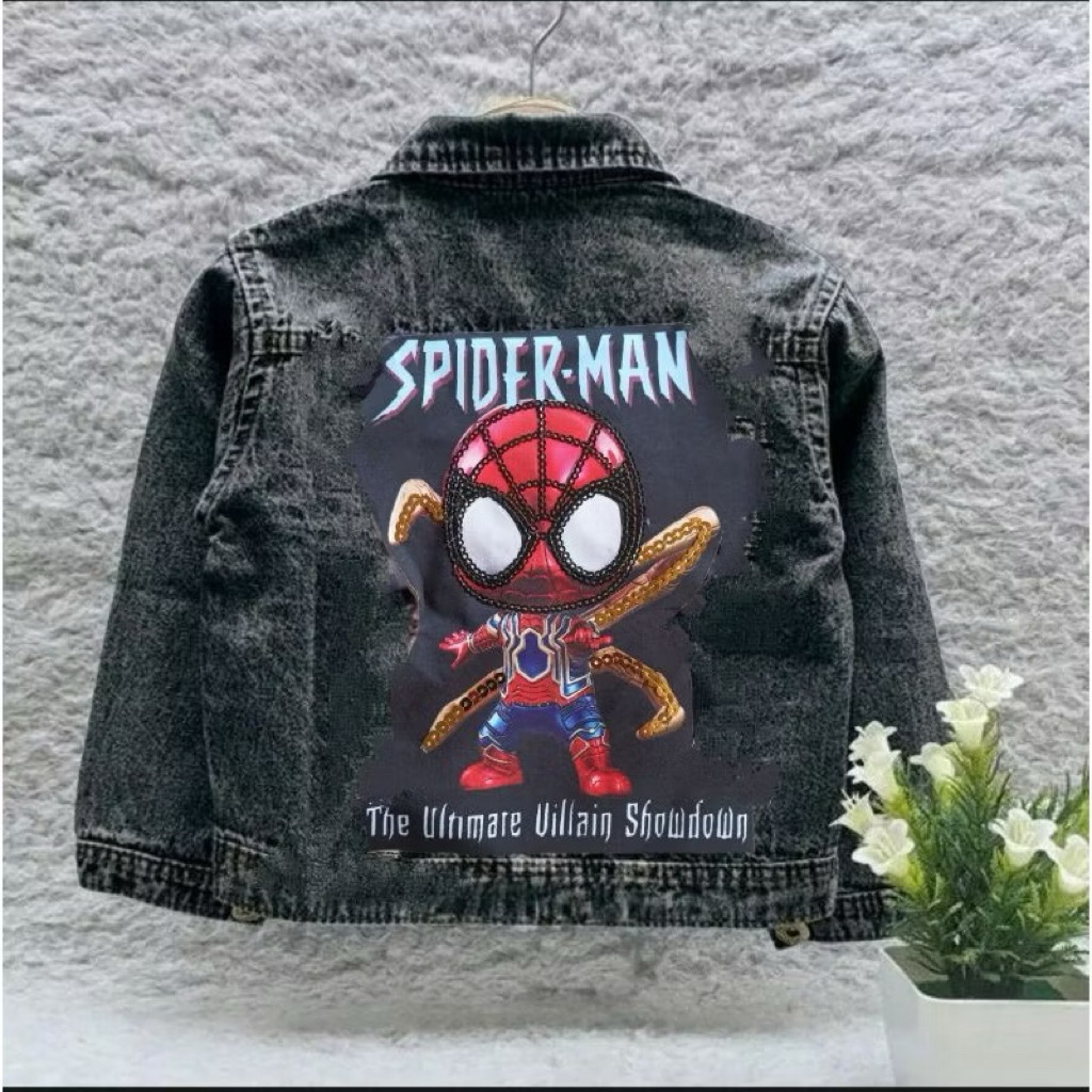 JAKET DENIM ANAK LAKI KARAKTER SPIDERMAN