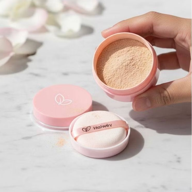 Bedak tabur Transculent Milk Loose Powder Halwey