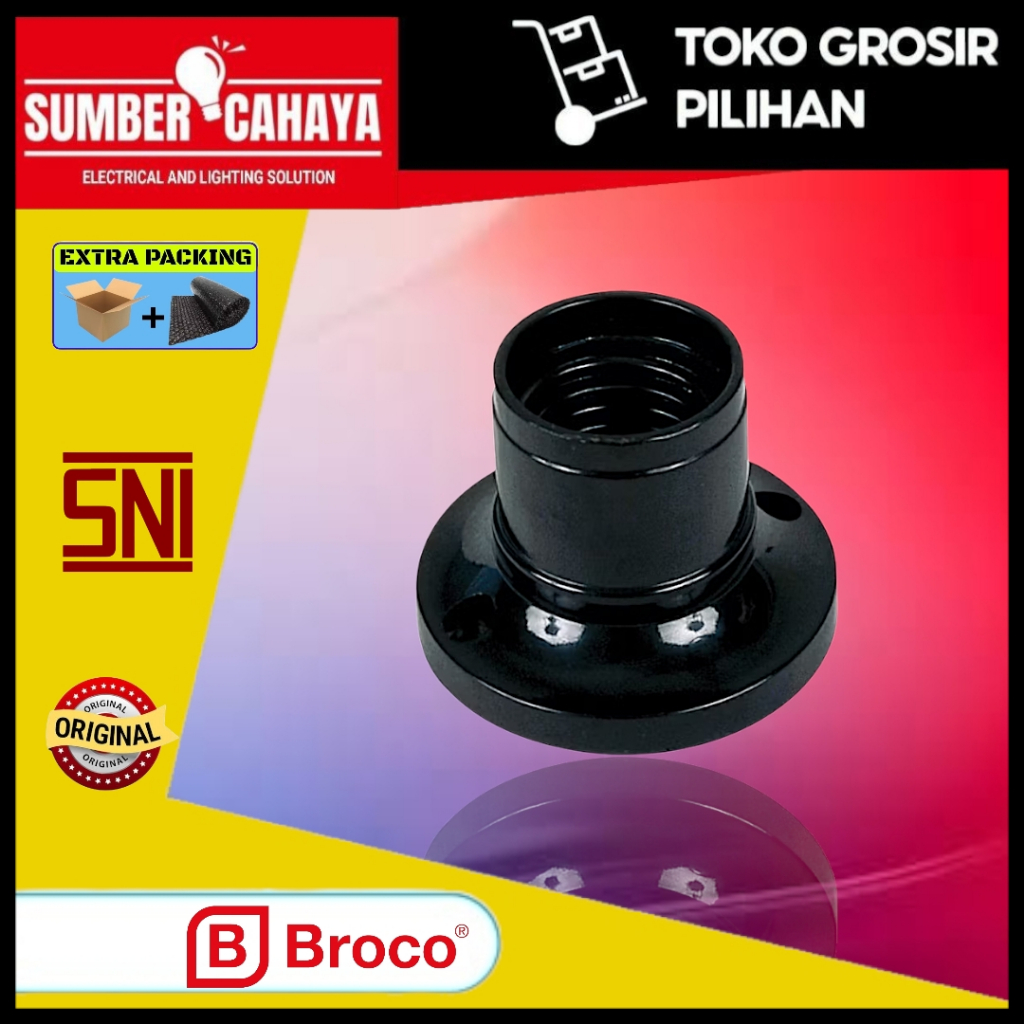 Fitting Hitam BROCO / Fitting Lampu Plafon Hitam Bulat Broco / Fitting Plafon Bulat Hitam BROCO