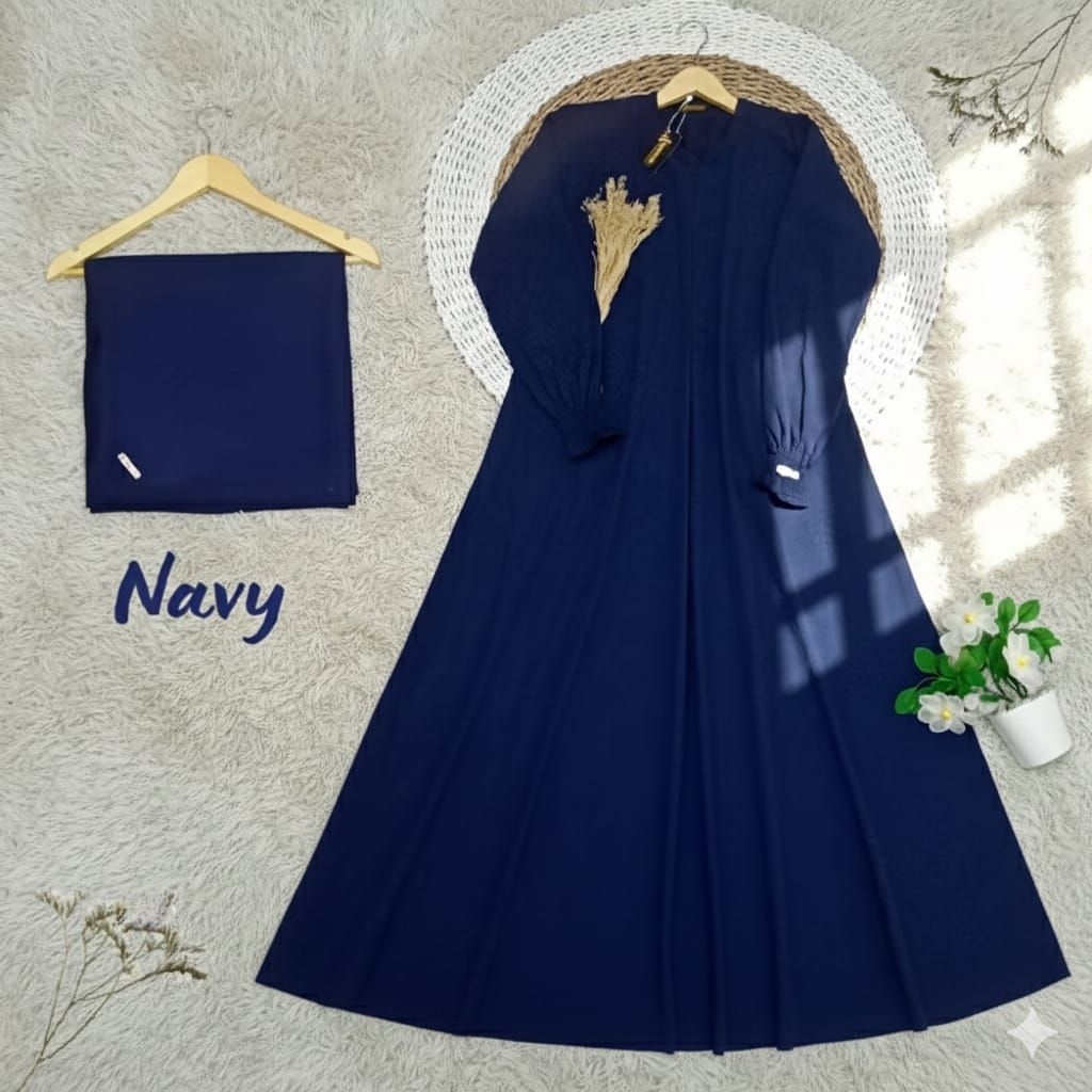 ABAYA QAYLA Terbaru Set Hijab Segi Empat Syar'i UK 130x130 Bahan Wolfis LUXURY GRADE A