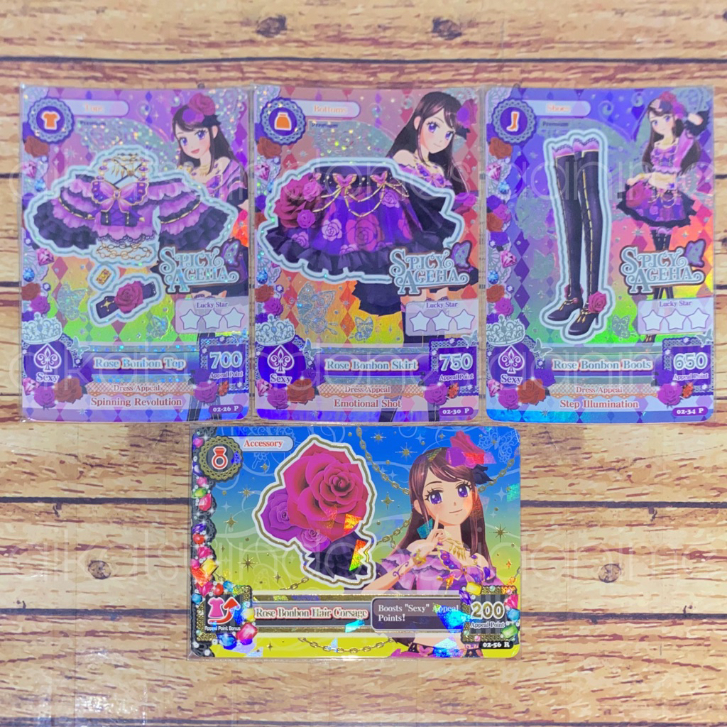 Aikatsu Ran Shibuki Premium Spicy Ageha Rose Bonbon Set with Acc
