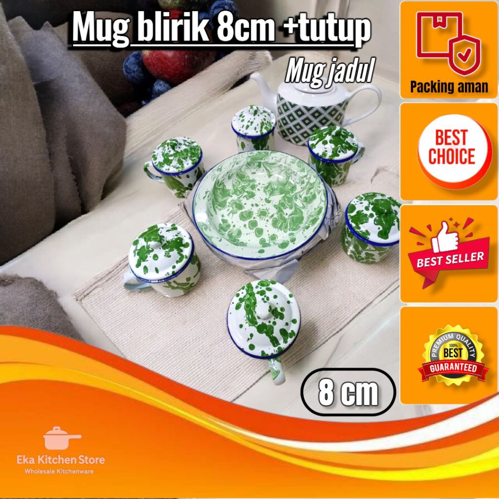 Mug Enamel Blirik 8cm Gelas Jadul Cangkir Corak