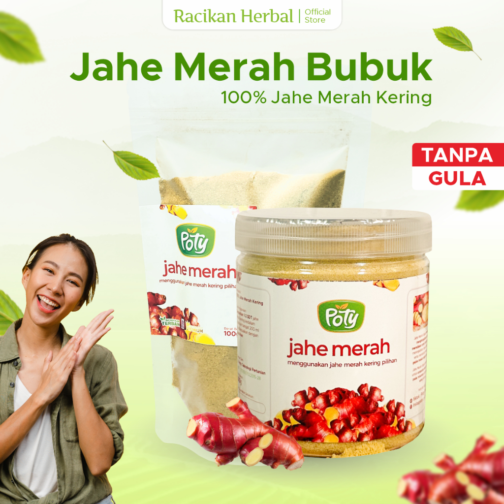 Jahe Merah Bubuk Tanpa Gula Original Murni 100% Asli Racikan Herbal