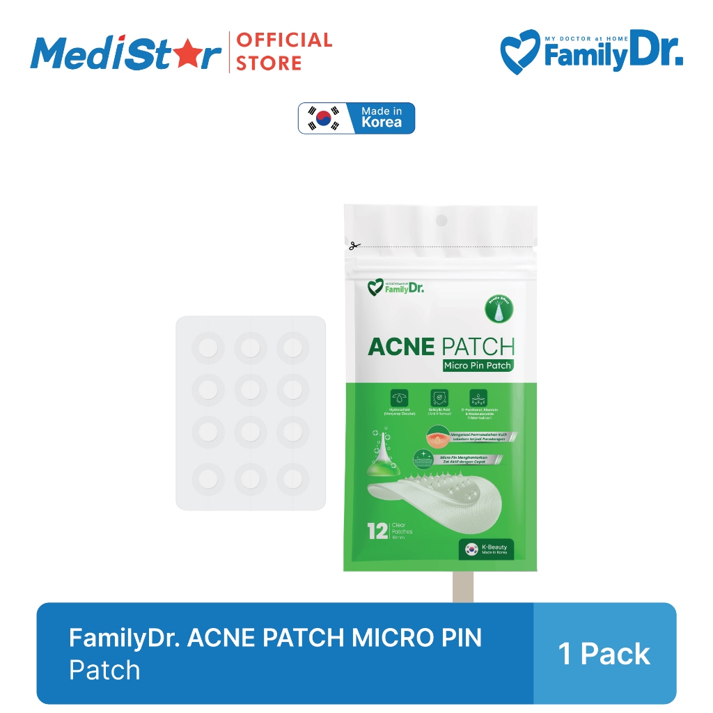 Family Dr. Acne Patch Micro Pin 12 Pcs | Hydrocolloid Salicylic Acid | Patch Jerawat Siang Malam | K