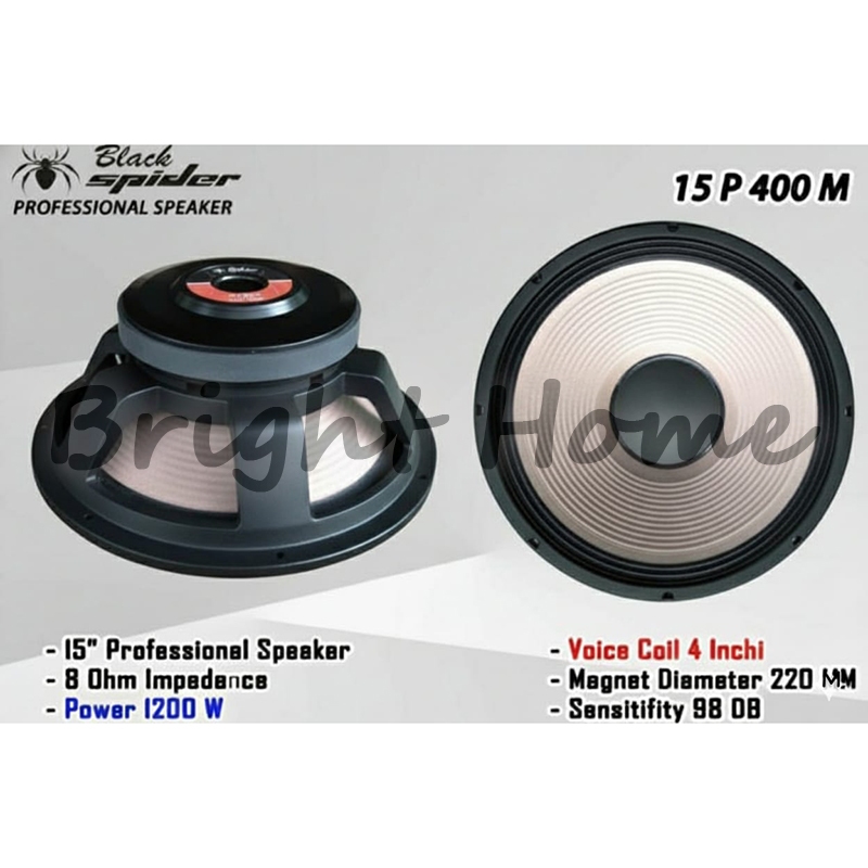 BLACK SPIDER 15P400 M 15P400M Woofer Komponen Speaker Audio 15 Inch
