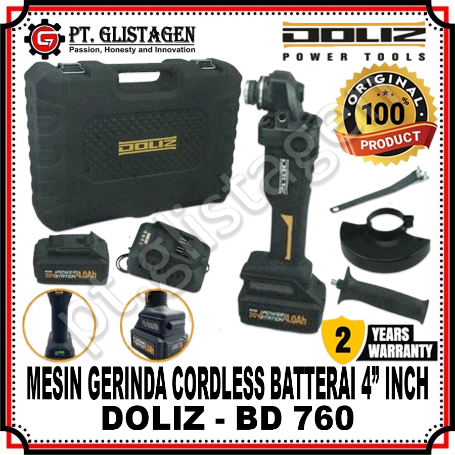 DOLIZ BD760 Mesin Gerinda Gurinda Tangan Baterai Cordless 20V 4" inch BD 760 BD-760 BD760 ORIGINAL D