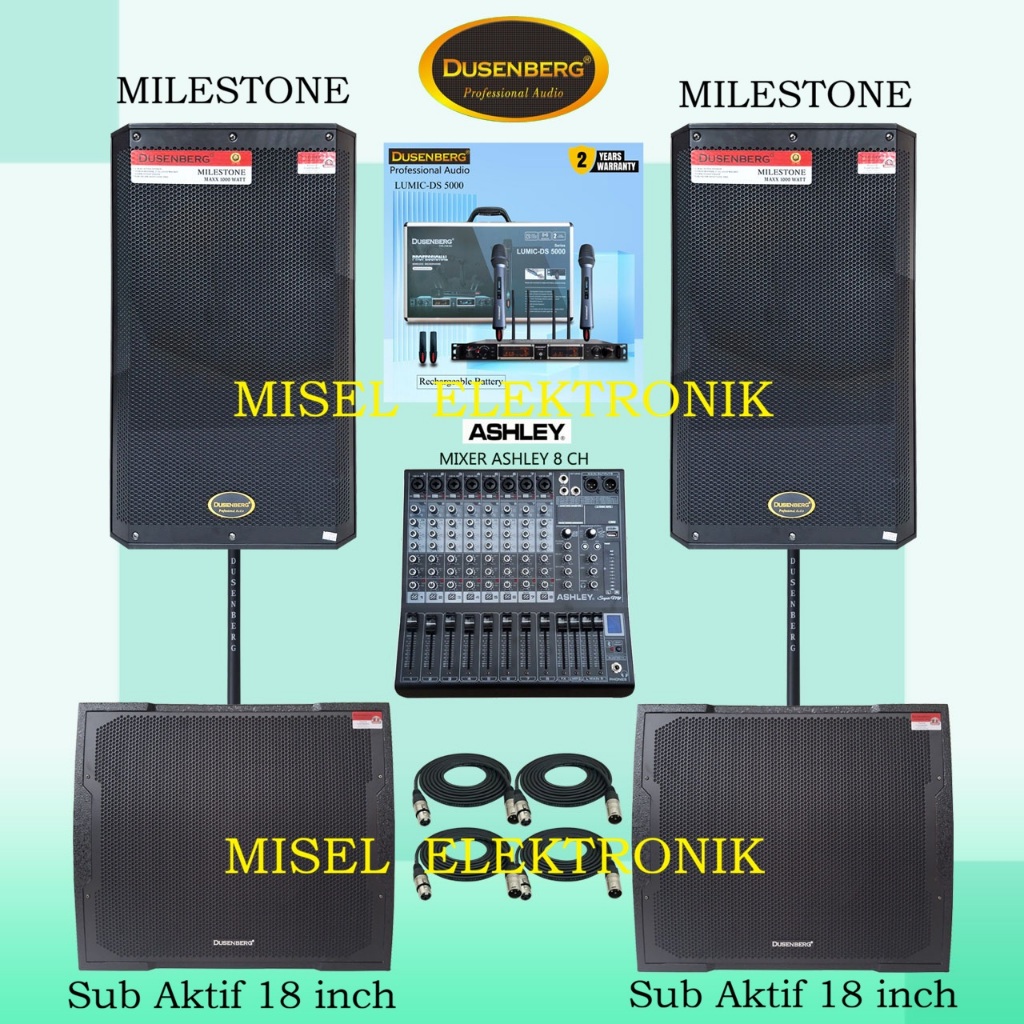 Paket Sound System Speaker Aktif 15 Inch Dusenberg Milestone Sub 18 Inch