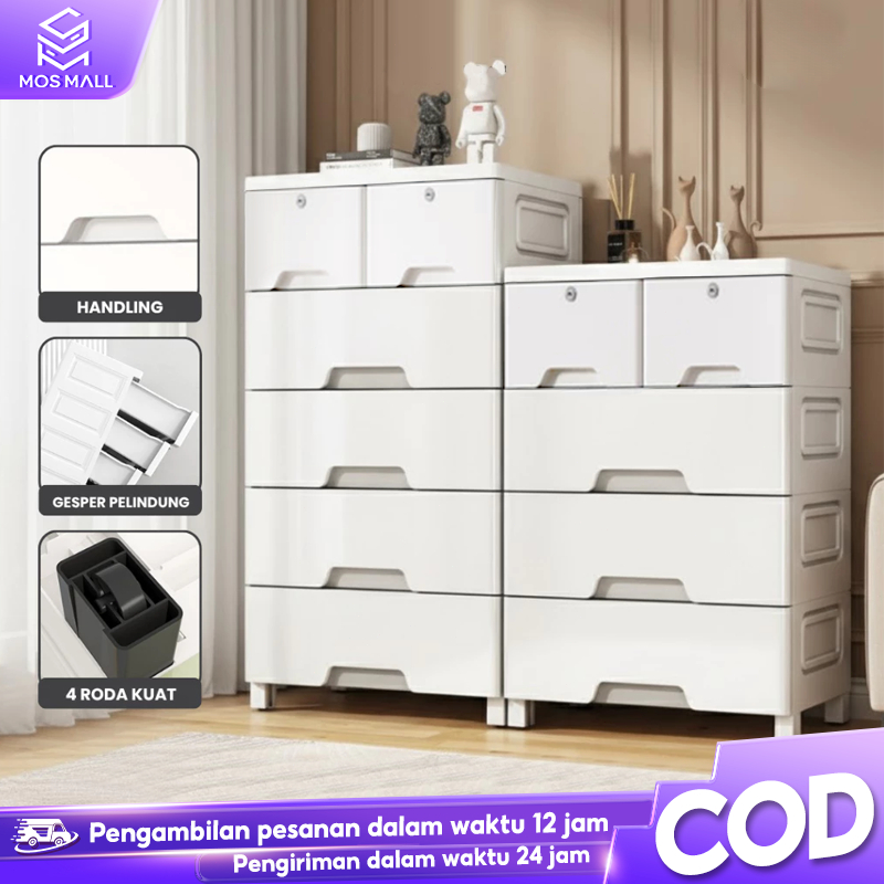 MOS Tanpa Kunci Lemari Penyimpanan Multi Lapis Lemari Pakaian Lebar 50cm Bahannya Terbuat Dari Plast