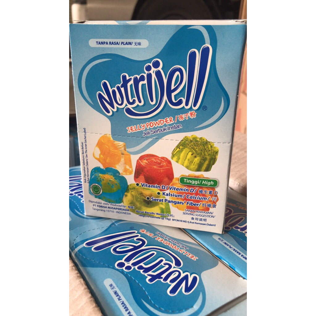 Nutrijell Jelly Powder Plain / Cincau / Kelapa Muda 15 gr x 12 sachet / Nutrijel Jeli Serbuk Instan 