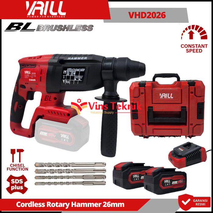 VRILL VHD2026 Mesin Bor Beton SDS PLUS Cordless Rotary Hammer 26mm VHD 2026