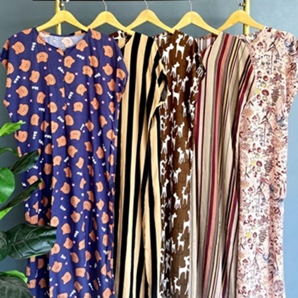 Daster Panjang Busui Motif Bunga Jumbo Bahan Adem Nyaman All Size Fit to XXXL Panjang 120 cm Lebar D