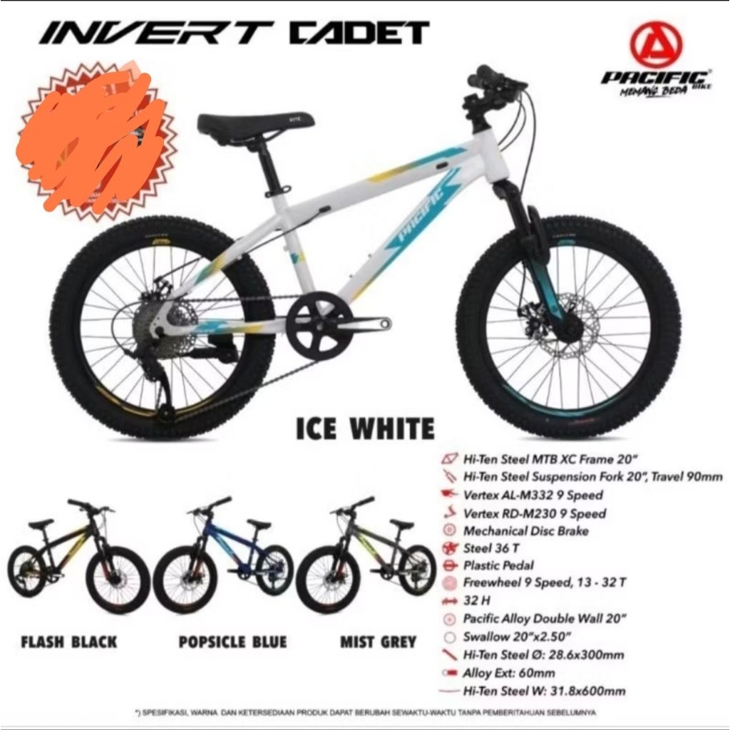 Sepeda Gunung MTB 20 inch Pacific Invert Cadet 9 Speed
