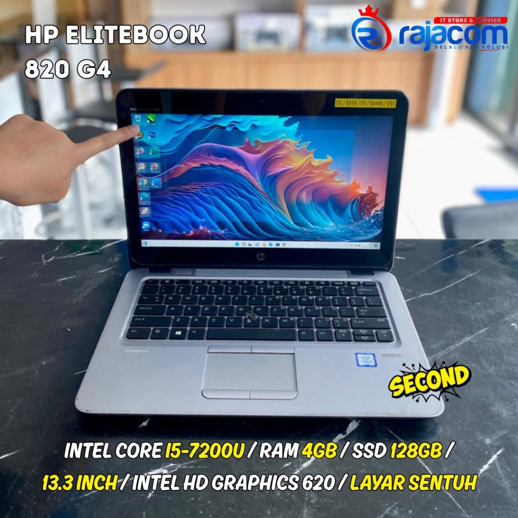 HP ELITEBOOK 820 G4 Intel Core i5 gen 7 RAM 4gb SSD 128gb 13.3 inch full hd LAYAR SENTUH
