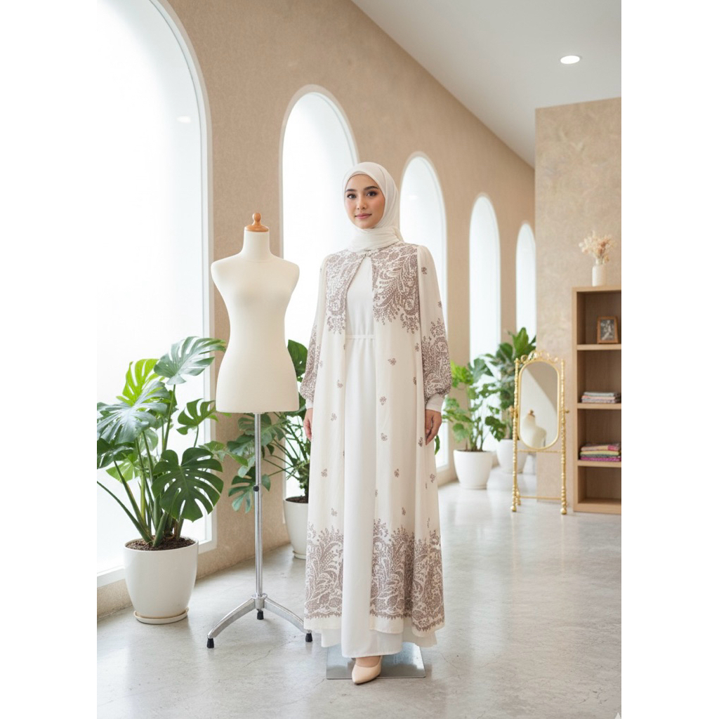 Gamis Outer Panjang Set Hijab Gamis Nagita Gamis Terahkota