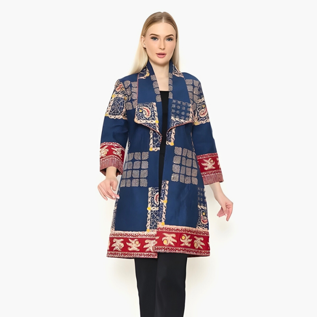 Outer Batik Wanita Modern | Batik Kerja Wanita | Batik Wanita Modern | Almajiwa Ayunia - Biru