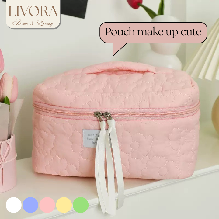 LIVORA TAS KOSMETIK PORTABLE WATERPROOF POUCH MAKE UP PORTABLE JUMBO KOTAK PENYIMPANAN MAKE UP TEBAL