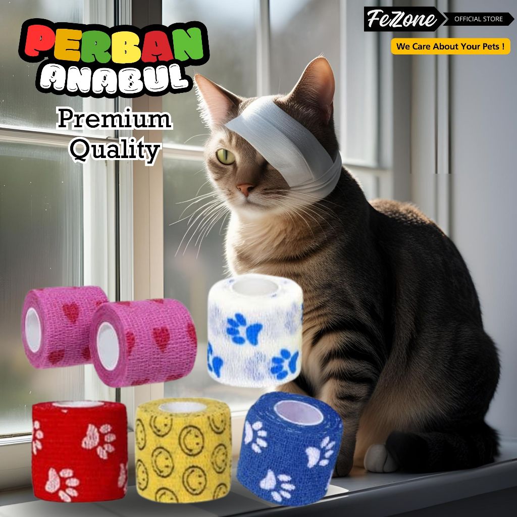Perban Kucing Patah Tulang Kaki Elastis/Perban Berperekat/Cohesive Bandage Kucing dan Anjing -FEZONE