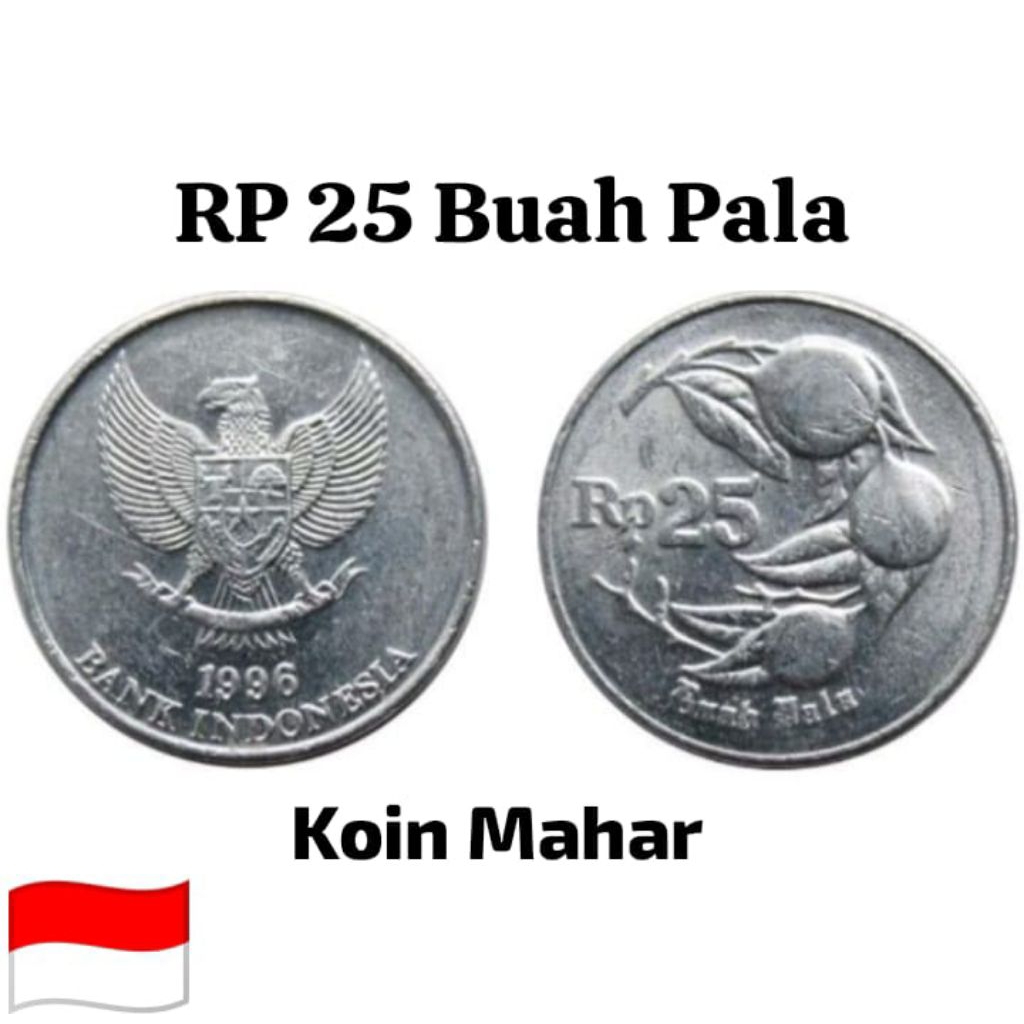 Koin 25 Rupiah Buah Pala 1994-1996 Mahar Rp 25 Koleksi Coin Kuno Antik Lama Jadul Langka
