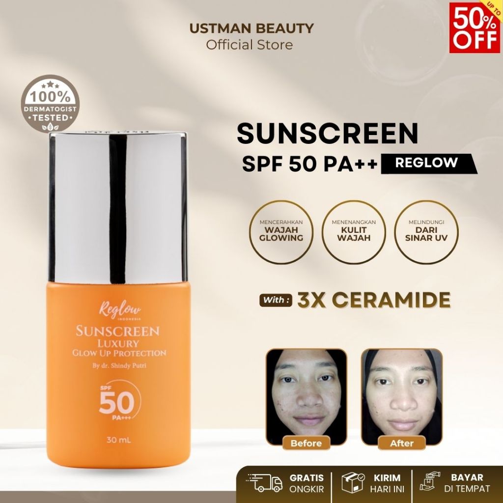REGLOW Skincare Sunscreen SPF 50 PA ++ Tabir Surya Melindungi Wajah Dari Sinar Matahari Anti Kusam S