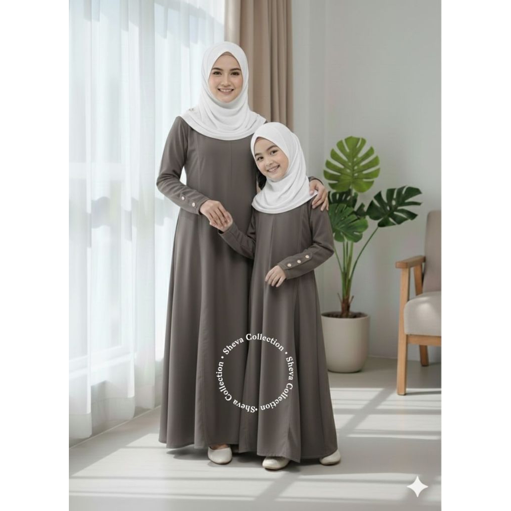 Gamis Dress Anak Anti UV Simple Elegan Gamis Anak COUPLE Ibu Baju Muslim model MALIKA
