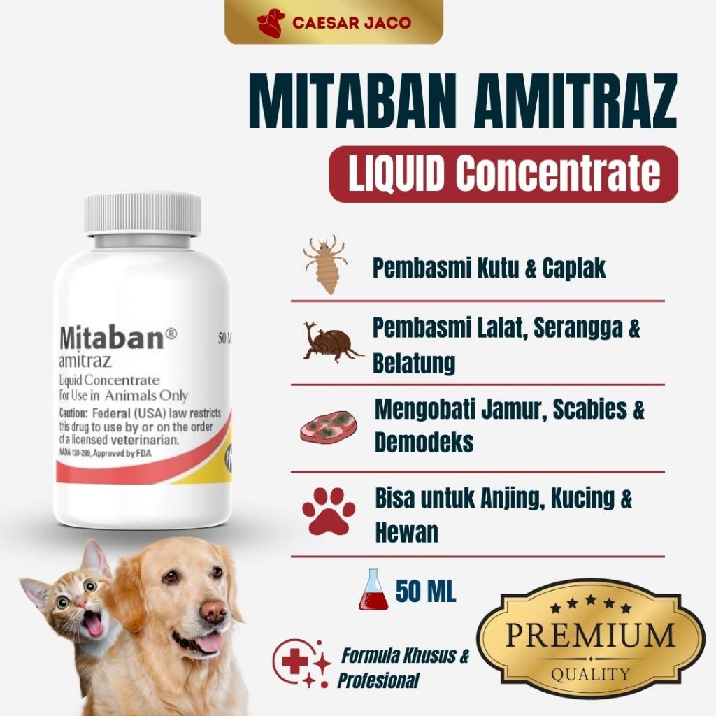 Amitraz Amitras Obat Kutu Kulit Scabies Demodeks Jamur Anjing Kucing