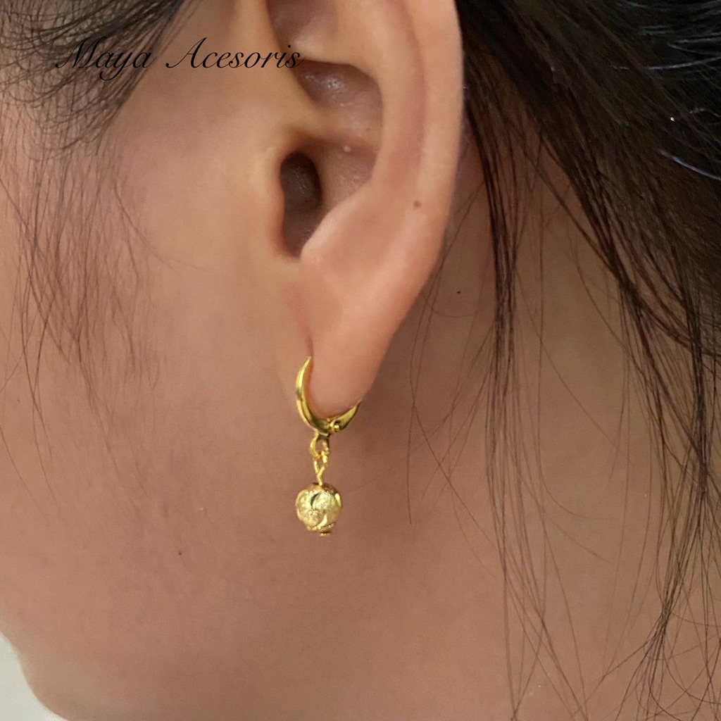 Anting Clip Lada Titanium Lapis Emas Import
