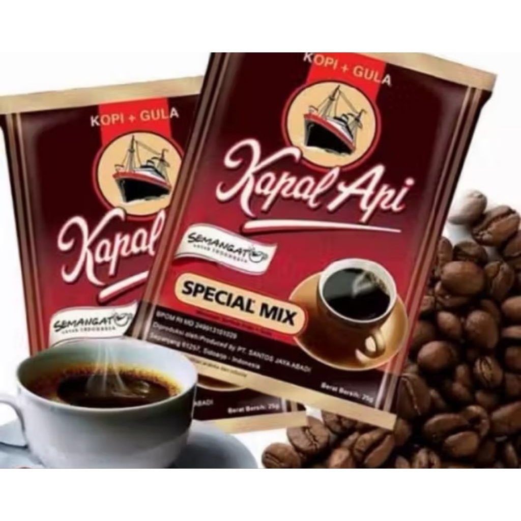 (1renceng10 sachet)Kopi Kapal Api Renceng - 10 Sachet, Kopi Hitam & Gula, Sensasi Nikmat