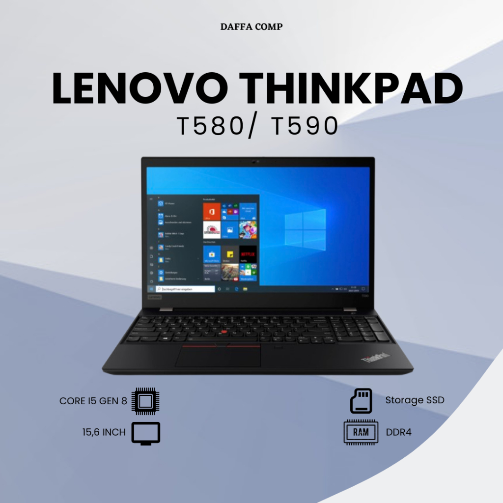 Laptop Lenovo Thinkpad T590 T580 Intel Core i5 Gen 8 Ram 8GB SSD 256 Murah dan Bergaransi