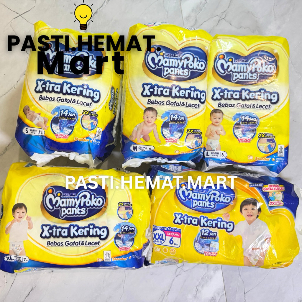 MamyPoko Pants X-Tra Kering | Popok Pampers Celana | S11 / M9 / L8 / XL7 / XXL6