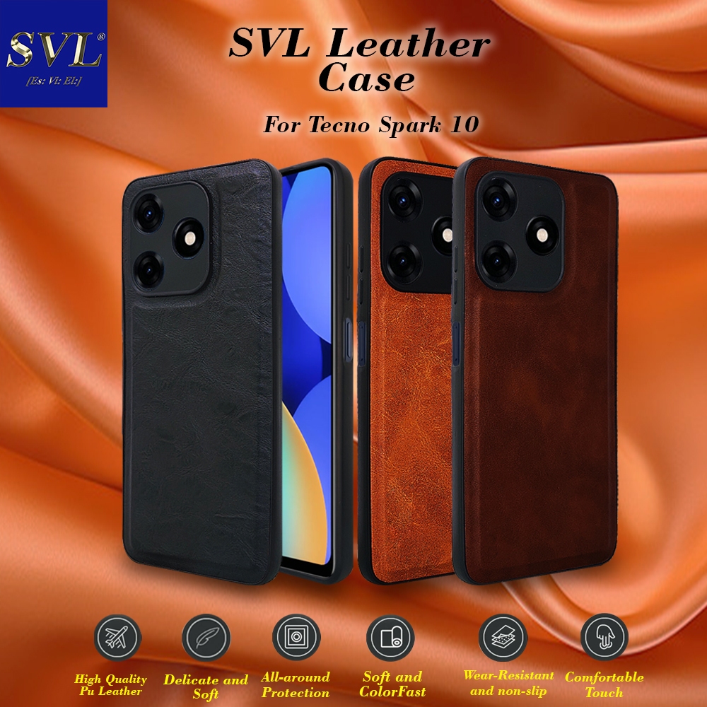 [ CUCI GUDANG ] Casing Hp Tecno Spark 10 NFC  Case SVL Leather Casing Slim Softcase Kulit