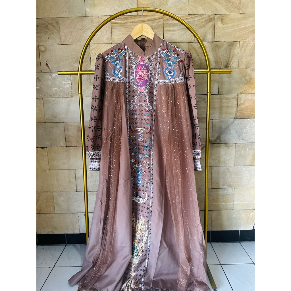 Gamis motif tile Zapa