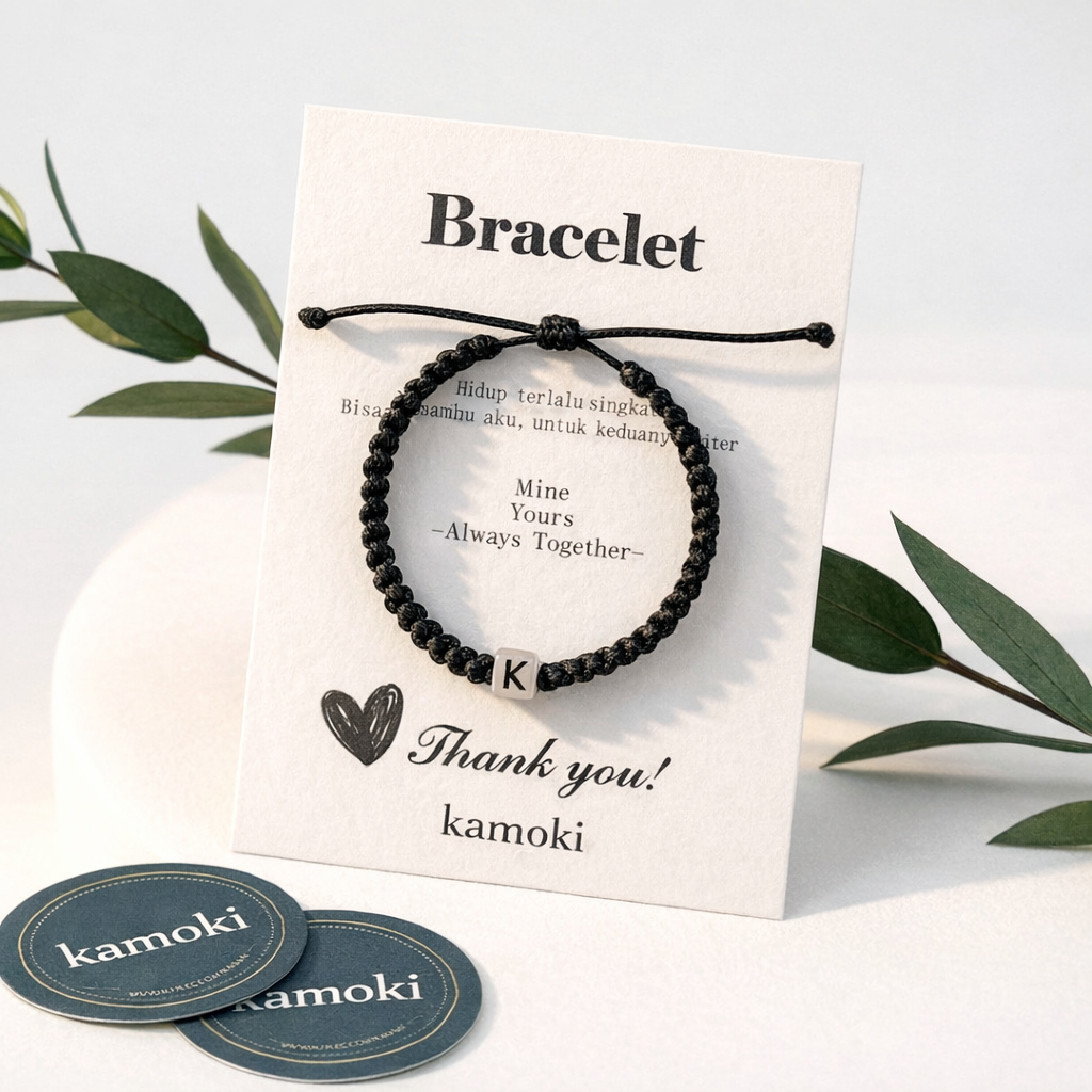 Gelang Tali Anyam Polos Tali Korea 1mm Kepang Anyam Hitam Coklat Putih Biru Orange