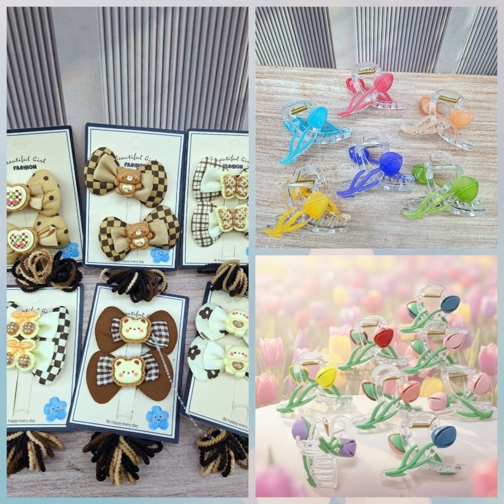 Kep salon korea bunga tulip/ kep pasang pita terbaru