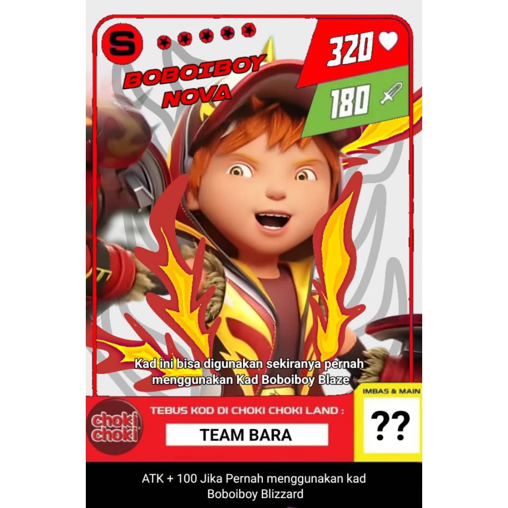 BARU CUSTM FANMADE, KARTU BOBOIBOY GALAXY EDISI CUSTM BOBOIBOY NOVA & BLIZARD EMAS LANGKA LIMITED