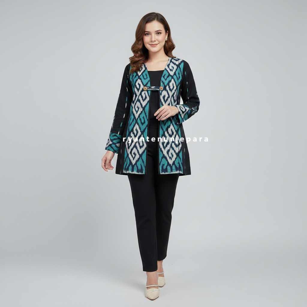 Outer wanita Outer tenun etnik atasan wanita tenun jepara
