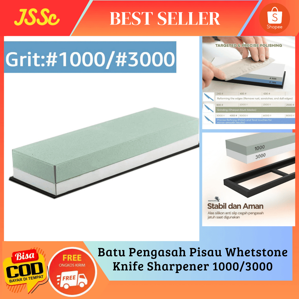 Batu Asahan Pisau Whetstone Knife Sharpener 1000/3000 / Batu Asah