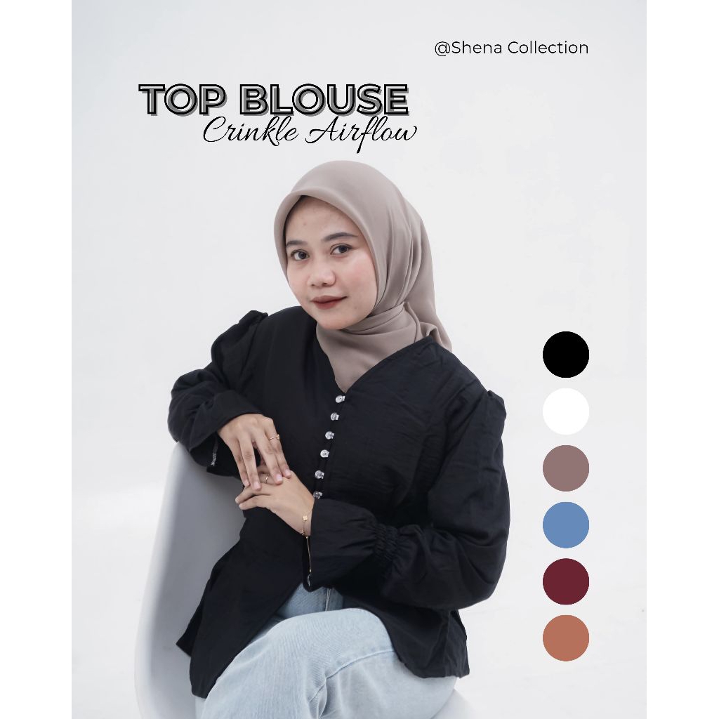 BLOUSE WANITA ATASAN CRINKLE LD 110-120 BAJU ATASAN KEMEJA WANITA TOP BLOUSE