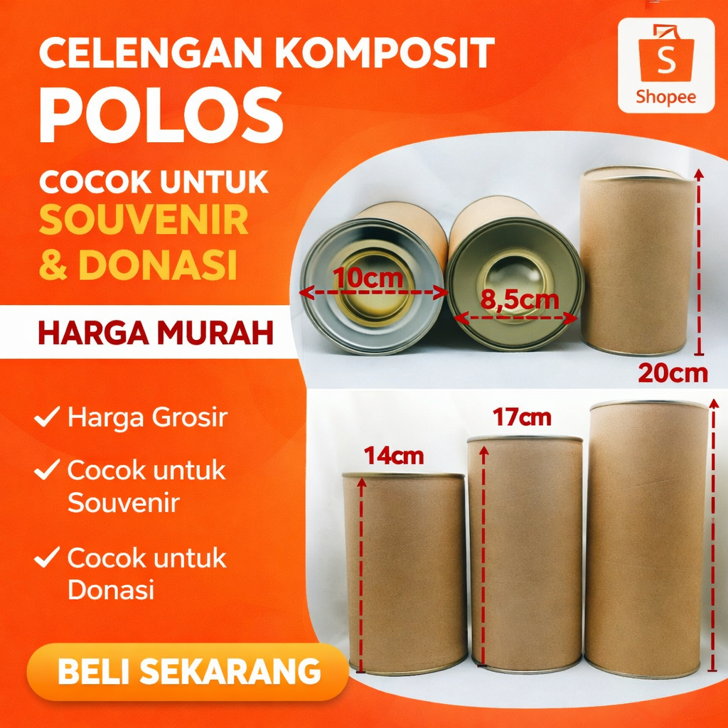 Celengan Kaleng Jumbo Polos 20cm | Celengan Besar Diameter 10cm | Celengan Tabungan Serbaguna
