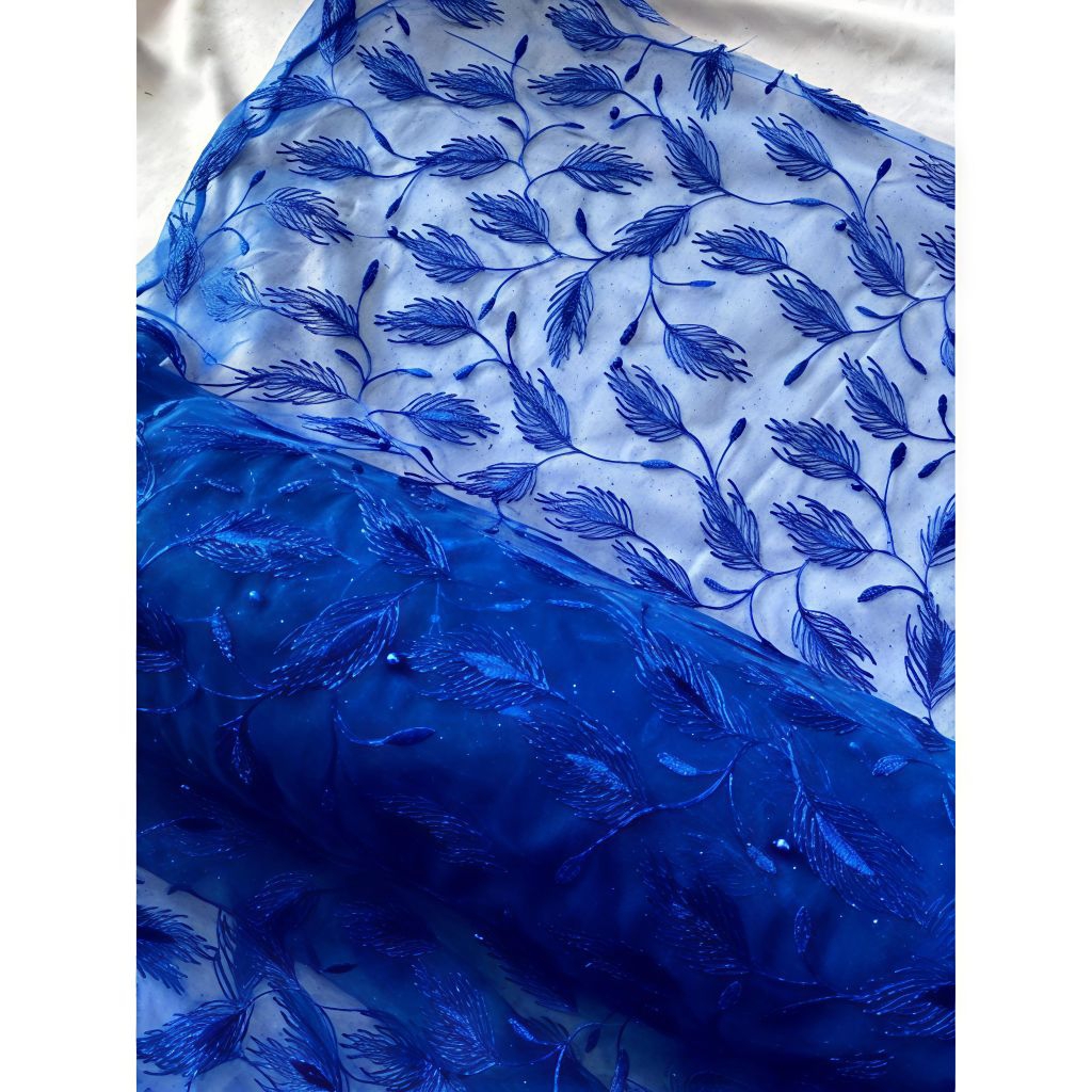 PROMO Termurah Kain Tulle Brokat Mutiara| Harga Per 1/2 meter | Brukat Tille Motif Daun | Bridesmaid