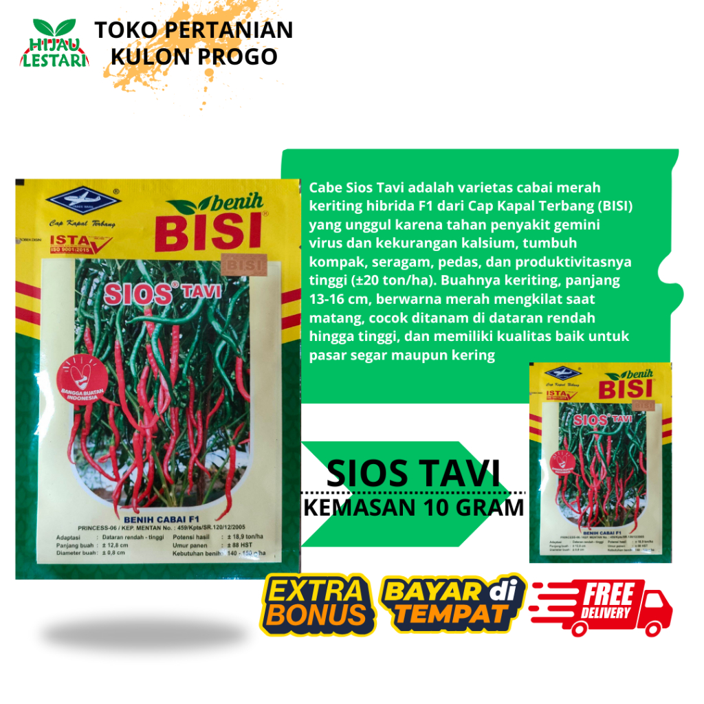 Benih Cabai Sios Tavi 10 gram | Benih Sios Tavi Cap Kapal Terbang Original