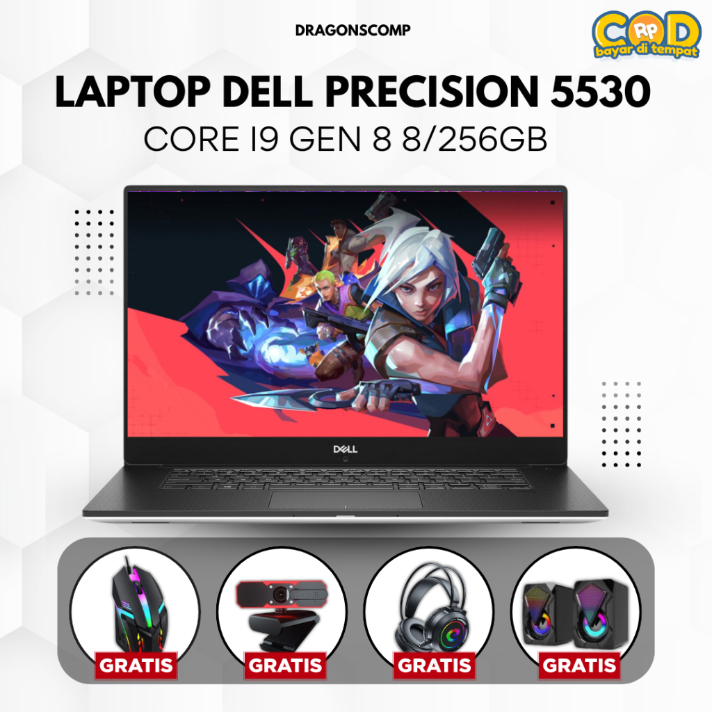 Laptop DELL Precision 5530 Core i9 Gen 8 Ram 8/256GB - Laptop Murah Bergaransi