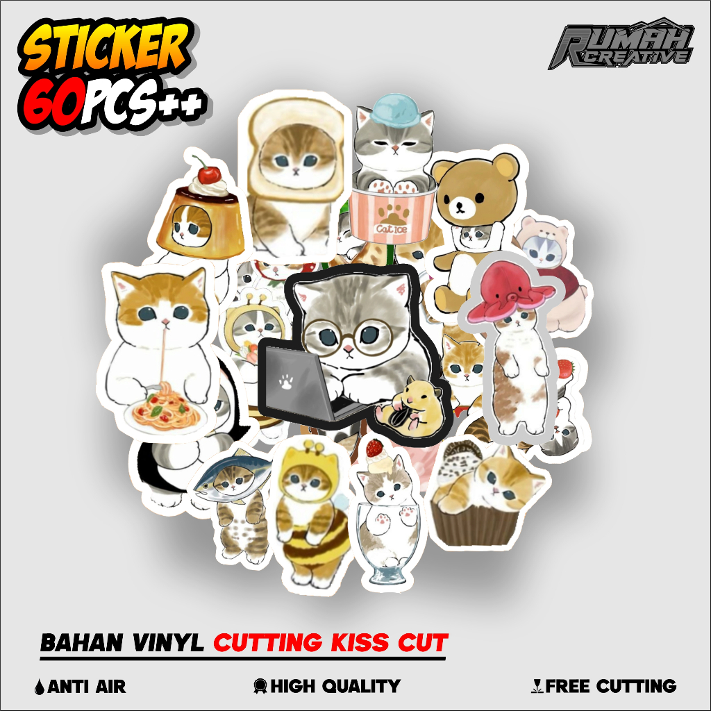 STIKER PACK KUCING AESTHETIC-STIKER KUCING LUCU WATTERPROOF UNTUK JURNAL/TUMBLER/CASING PHONE/LAPTOP