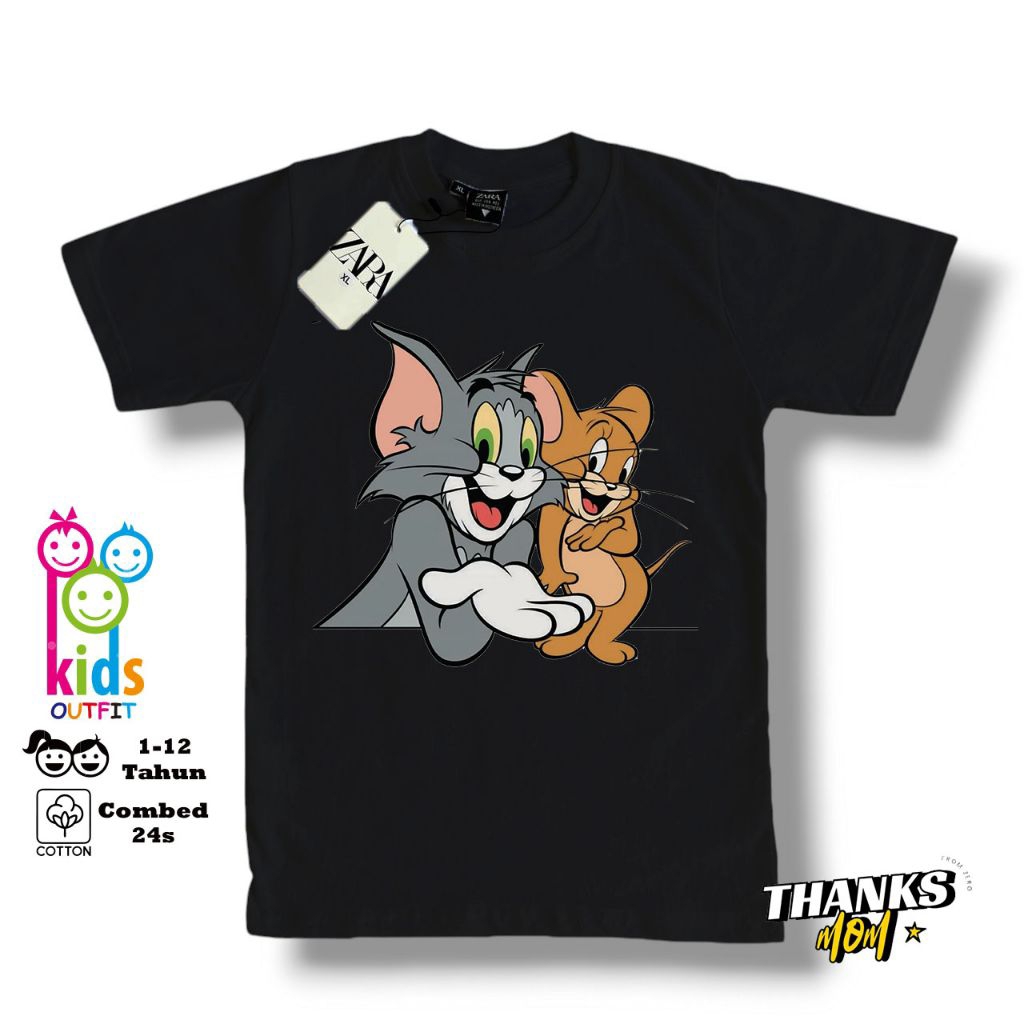T-Shirt/Kaos Anak Zara Karakter Tom And Jerry