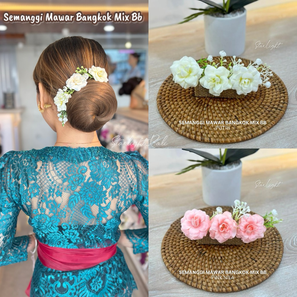 STARLIGHT BALI - Semanggi Mawar Bangkok Mix Baby Breath / Aksesoris Rambut / Semanggi Kain / Semangg